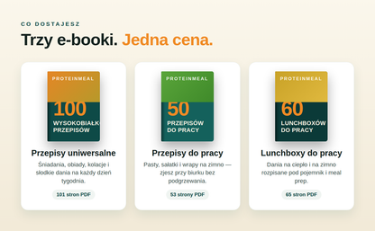 210 wysokobiałkowych przepisów – 3 e-booki PDF