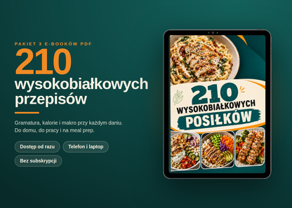 210 wysokobiałkowych przepisów – 3 e-booki PDF